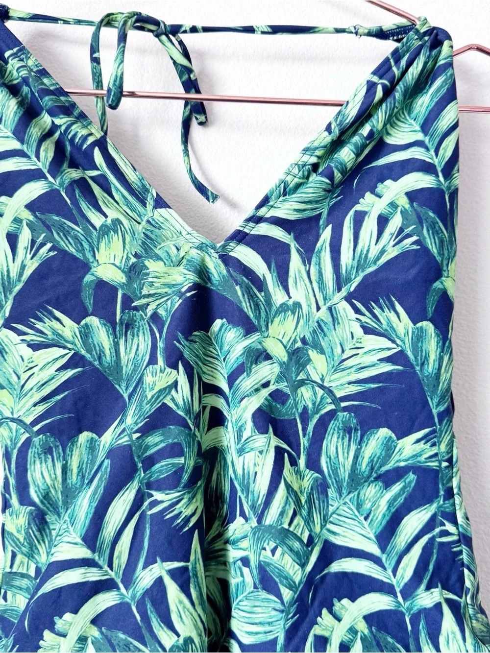 Onia Nina Green Leaf Print Halter One-Piece Swimsuit